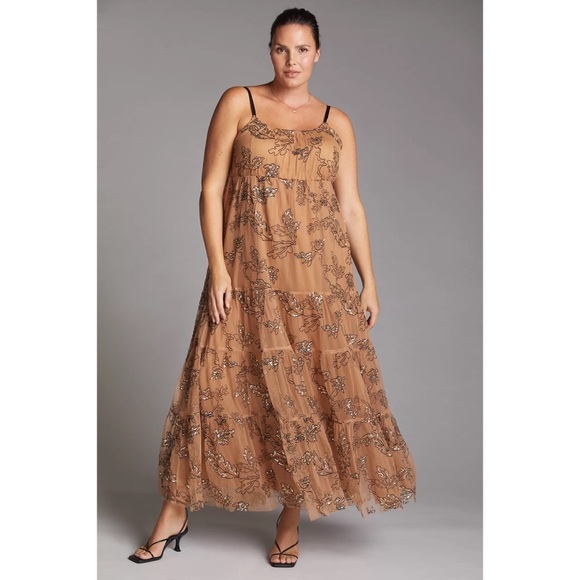 Anthropologie Sequined Tulle Midi Dress - Picture 7 of 8